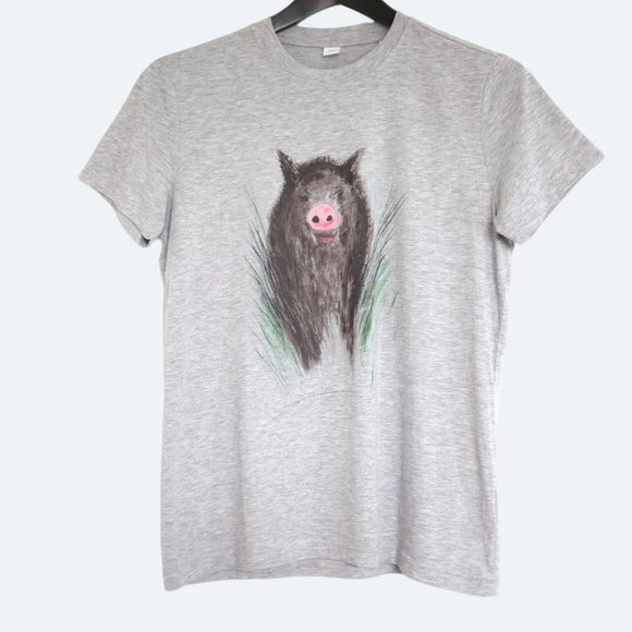ASPESI Boar Illustration Art Medium Grey Shirt size M - Picture 1 of 12